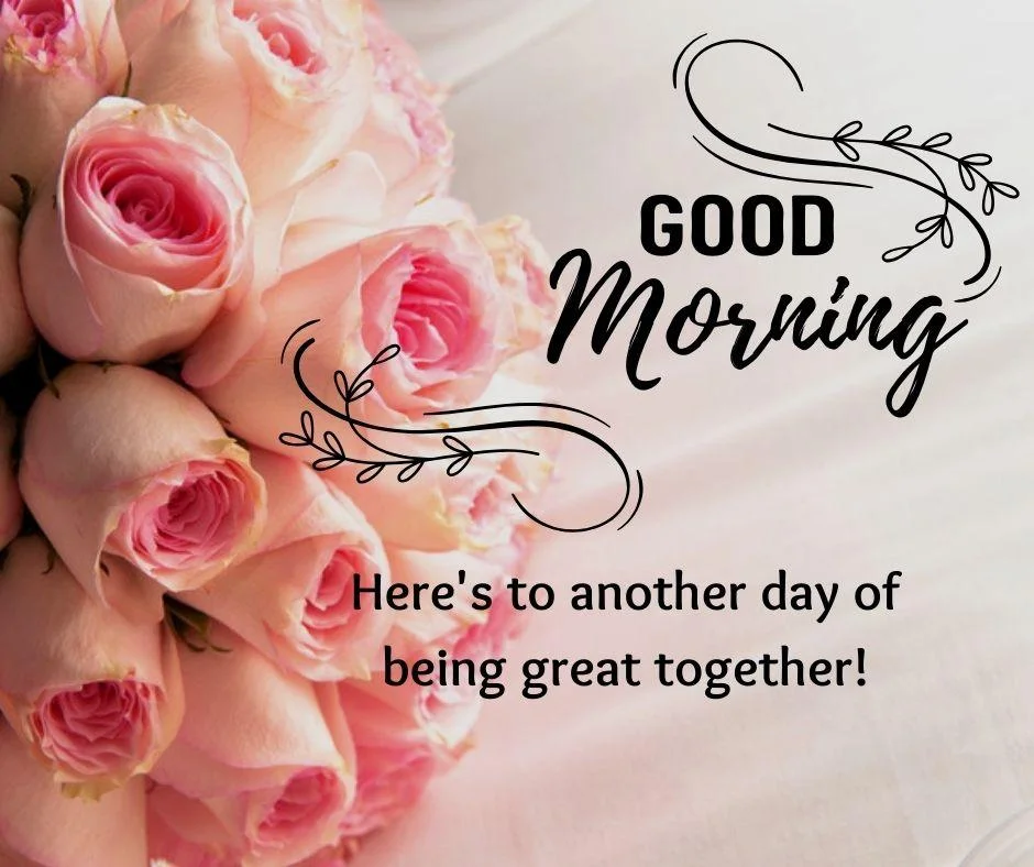 Pink rose with grey background good morning quote is placed with lovely quote