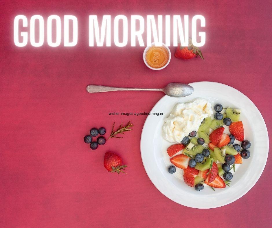 red-background-white-plates-on-the-morning-breakfast 50+ Good Morning food images Free download