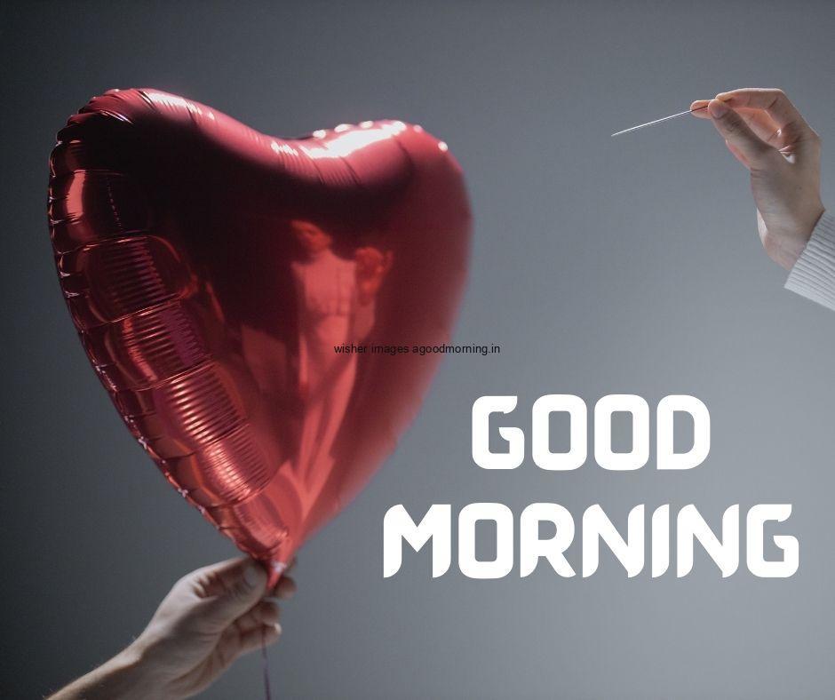 red heart in the hand and author hand pin on ballon Greywith black background good morning love images free download