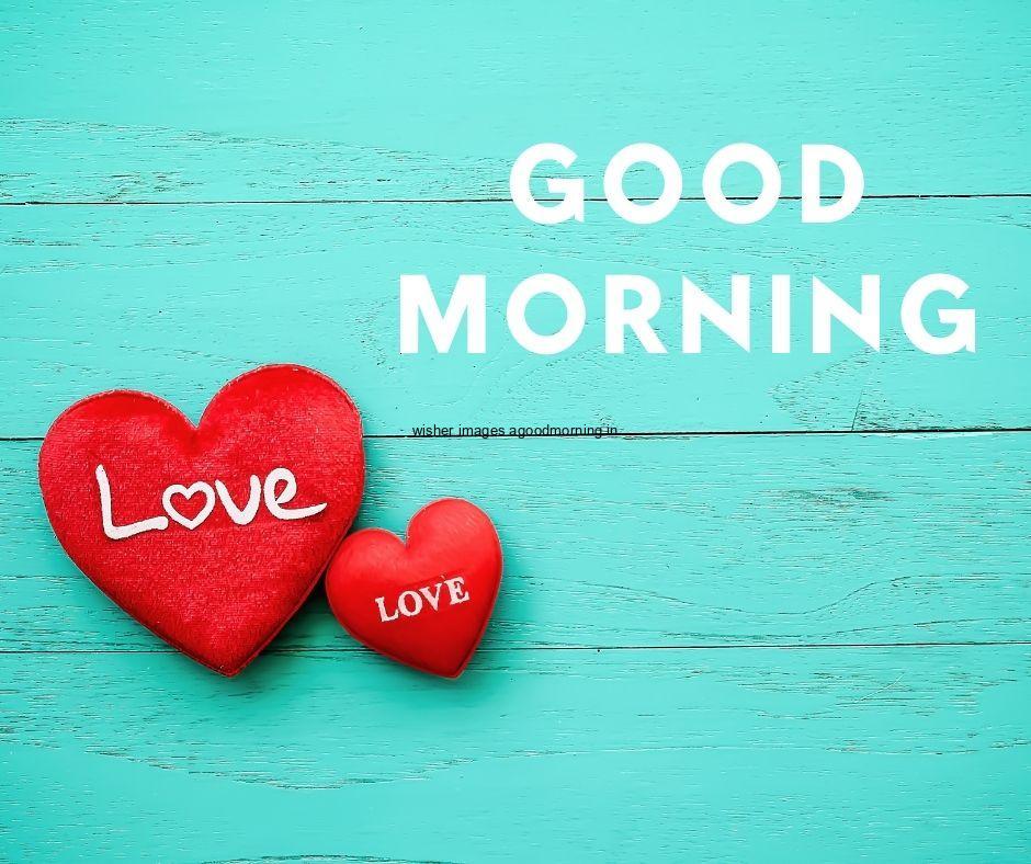 sky-blue-with-white-text-good-morning-quote-is-placed-with-red-hearts 50+ Good Morning Love HD Images Download & share