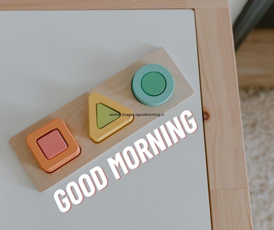 table with white base with game icons with good morning image with white text