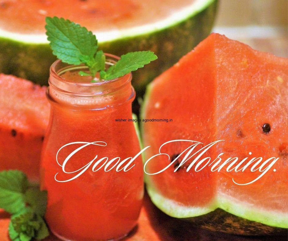 watermelon juice with Good Morning food images red background with good morning Food image