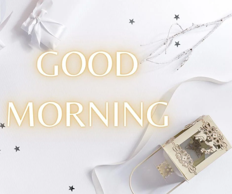 white background with many boxes good morning images with golden text