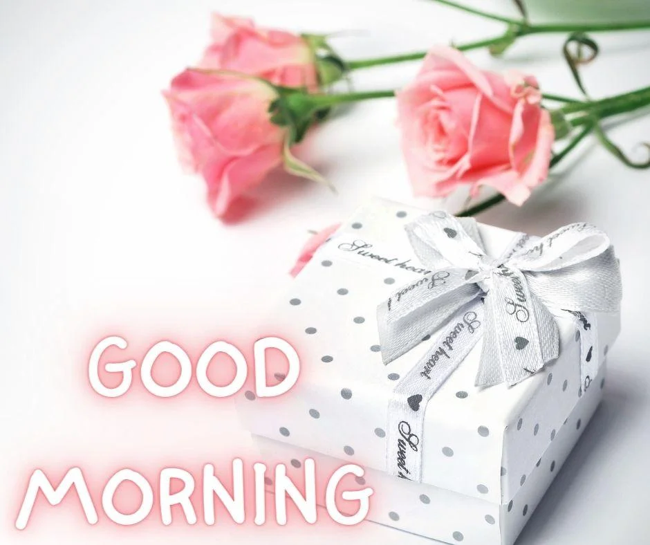 white colour background with breautiful white colour gift boxes, with white ribbon good morning images box