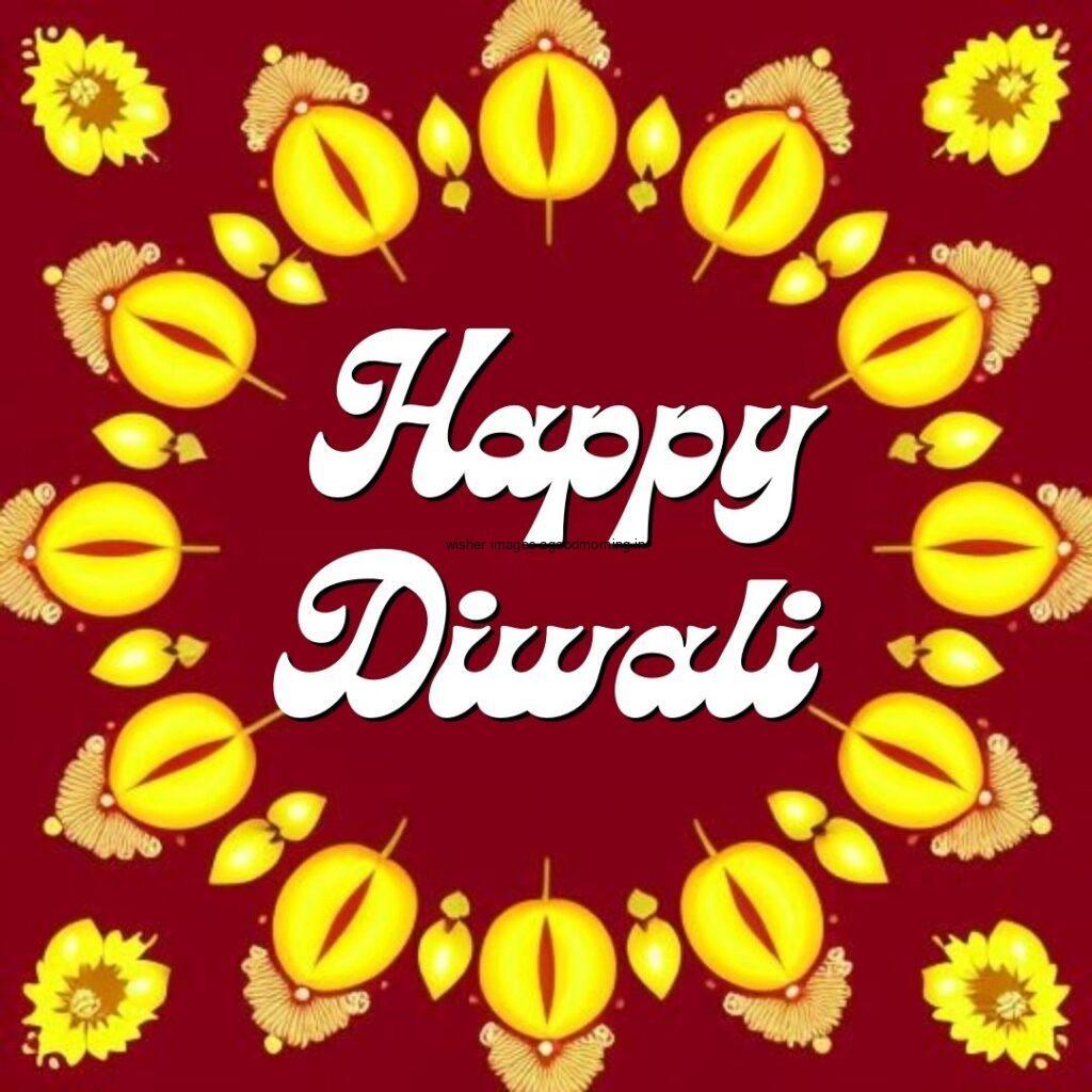 white text happy diwali with red mhano colour background with yellow diya happy diwali images