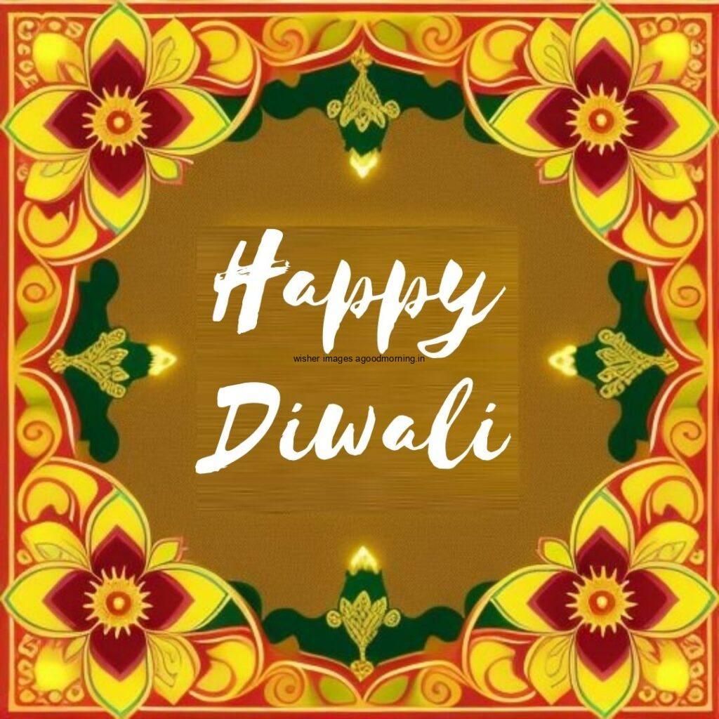 yellow background with flowers is placed edges yellow diya happy diwali images