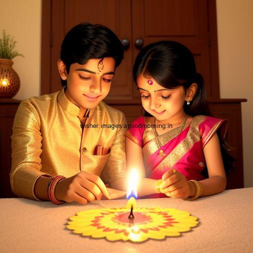 Beautiful background with amazing rangloi placed happy diwali images couples