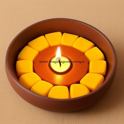 Big yellow diya in the middle with brown background happy diwali image