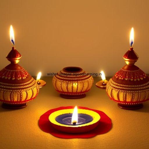 Many diya with big diya on the table beautiful background happy diwali image