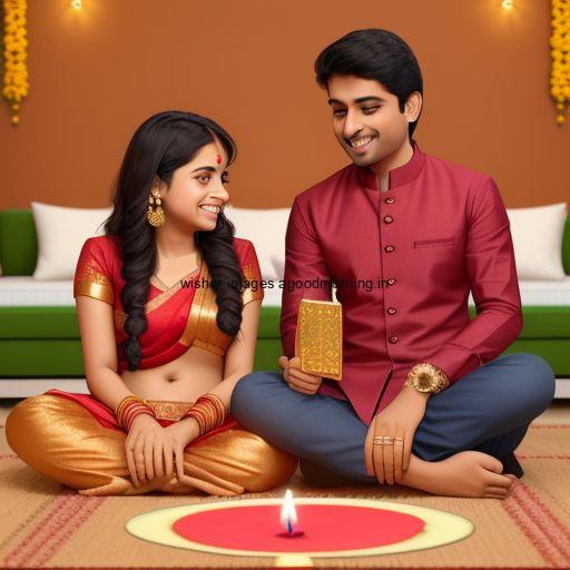 beautiful background with amazing rangloi placed happy diwali images couple seating