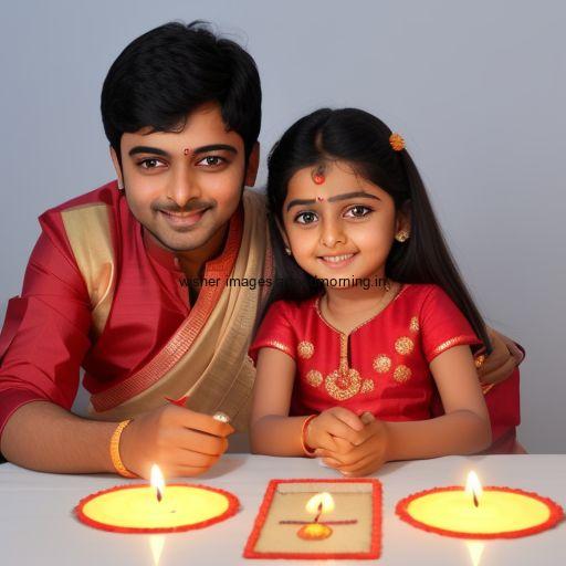 beautiful background with amazing two rangloi placed in the middle diya also placed happy diwali images brother and sister seating together