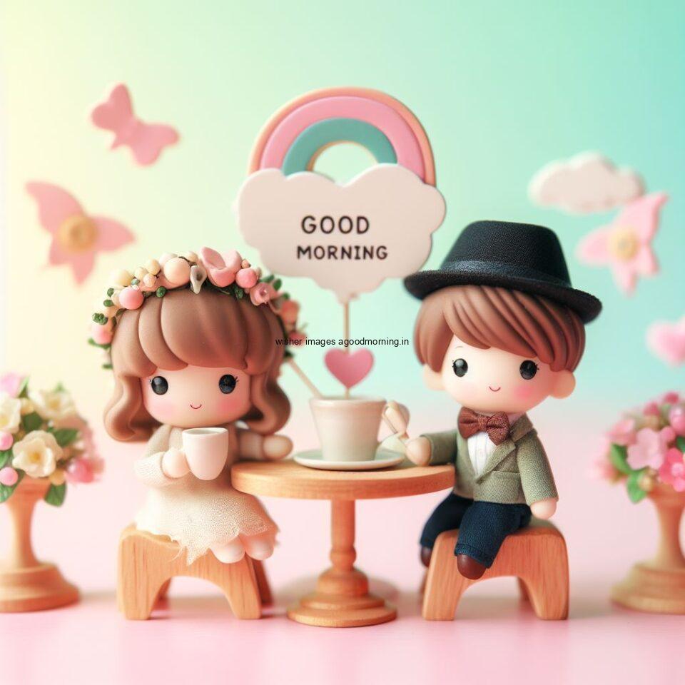 beautiful couple create with doll in the makes the beauitful table and smile couple cute movement good morning love images behhind the couple randow