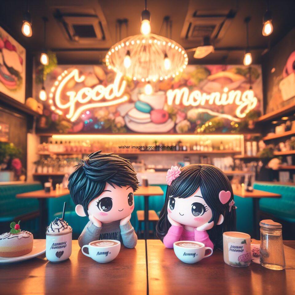 beautiful couple create with doll in the makes the beauitful table and smile couple cute movement good morning love images black hair