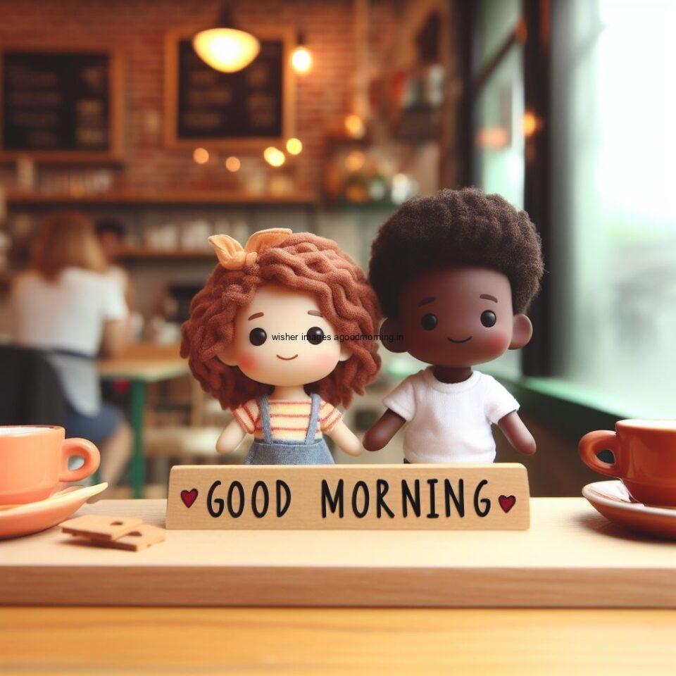 beautiful couple create with doll in the makes the beauitful table and smile couple cute movement good morning love images brown couple