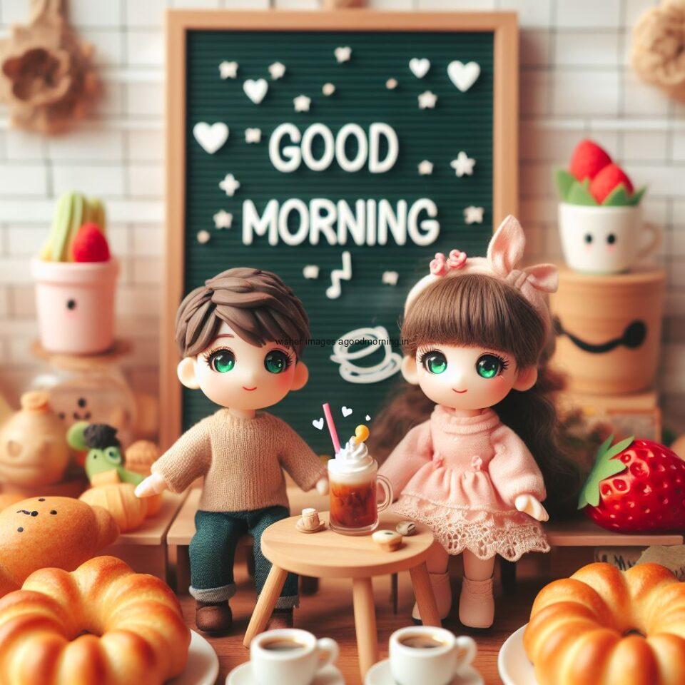 beautiful couple create with doll in the makes the beauitful table and smile couple cute movement good morning love images many dolls