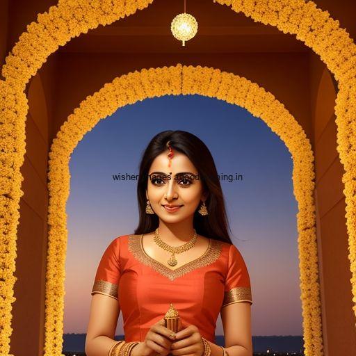 beautiful girl in the middle with orange dress happy diwali image