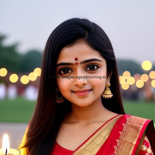 beautiful girl in the middle with red dress girl beauitful background happy diwali image