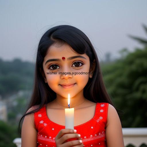 beautiful girl in the middle with red dress girl hold wax candle beauitful background happy diwali image