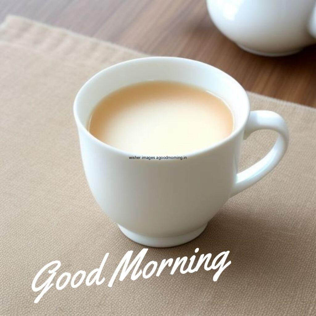 brown white cup and plate good morning image with black tea with brown background