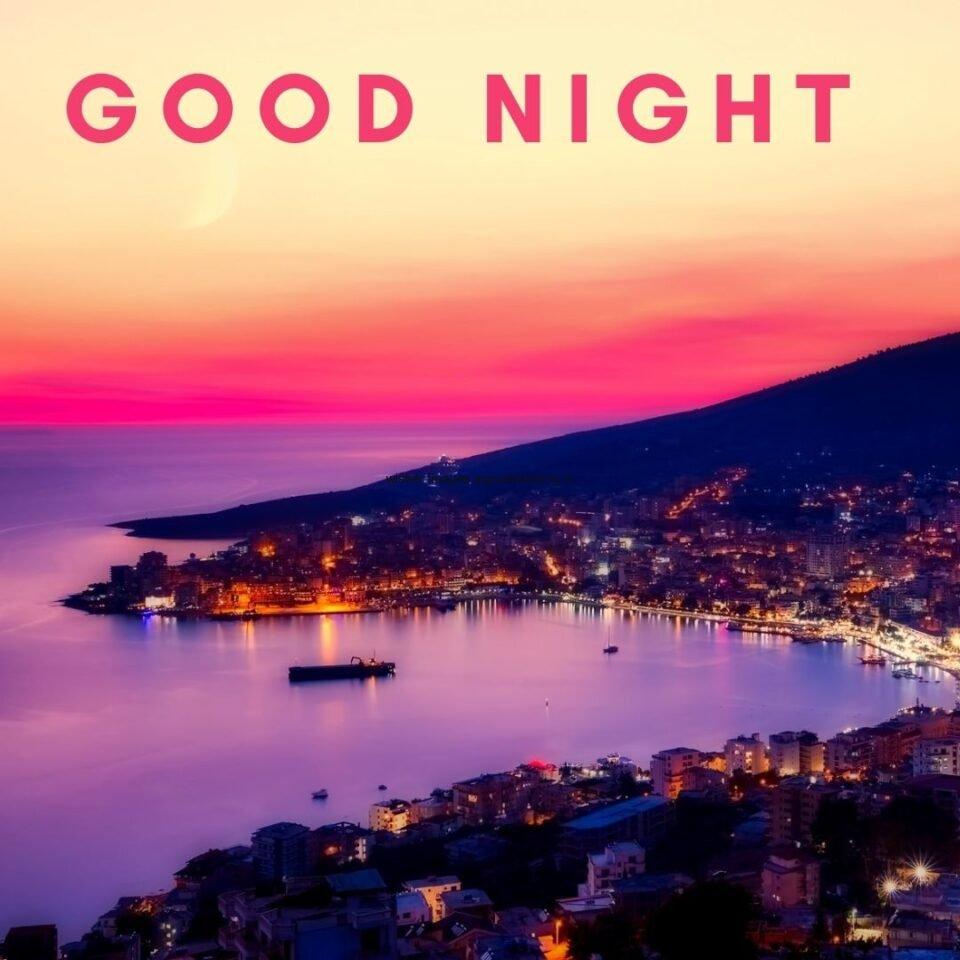 city view in the night view sea view with complete setup effect good night image