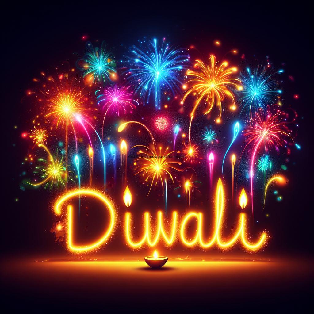 colourful fireworks with bleautiful background happy diwali image placed in the center