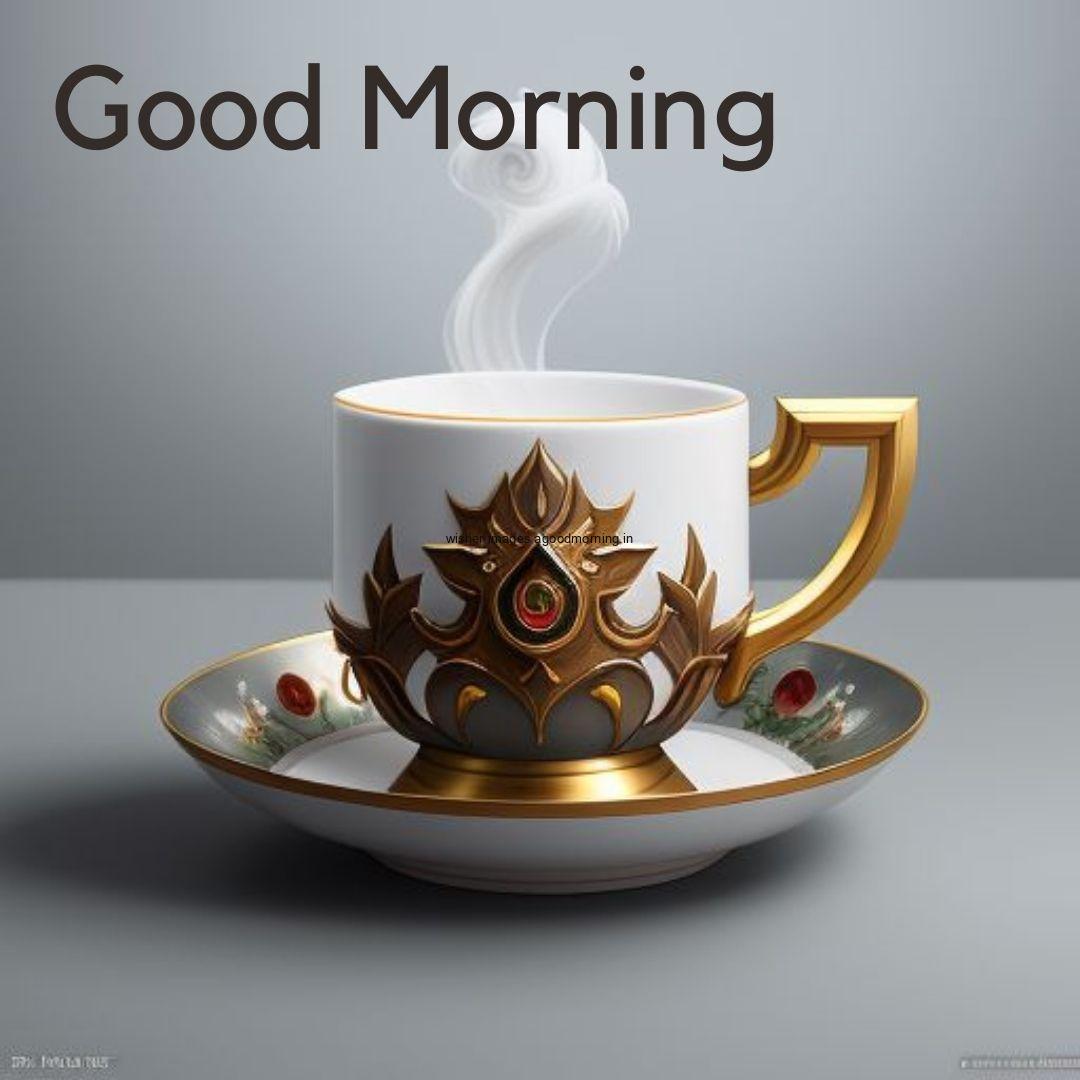 50+ HD Good Morning Images Free 6 concpt art cup and plate good morning image with black tea with brown background