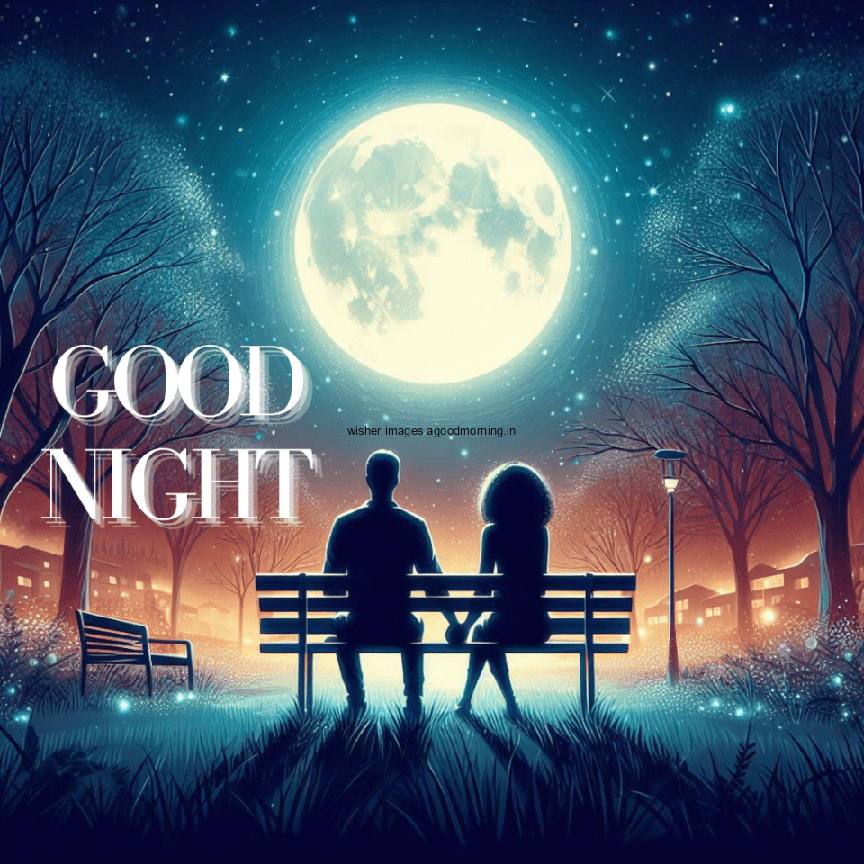 couple holding the hands and seating on the table full moon good night images