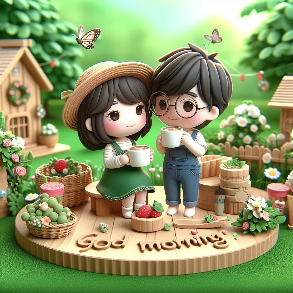 cute couple image with d soft art good morning love image ()