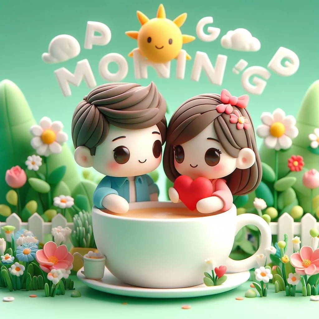 cute couple image with d soft art good morning love image ()