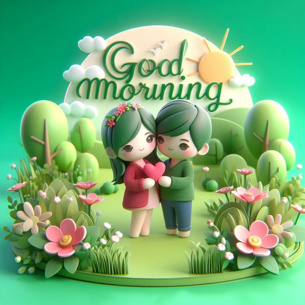 cute couple image with d soft art good morning love image ()