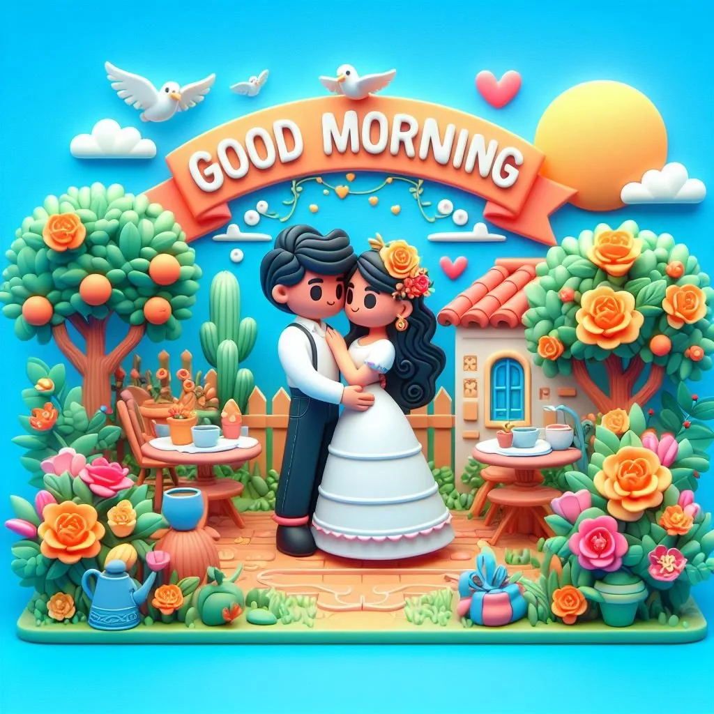 cute couple image with d soft art good morning love image ()