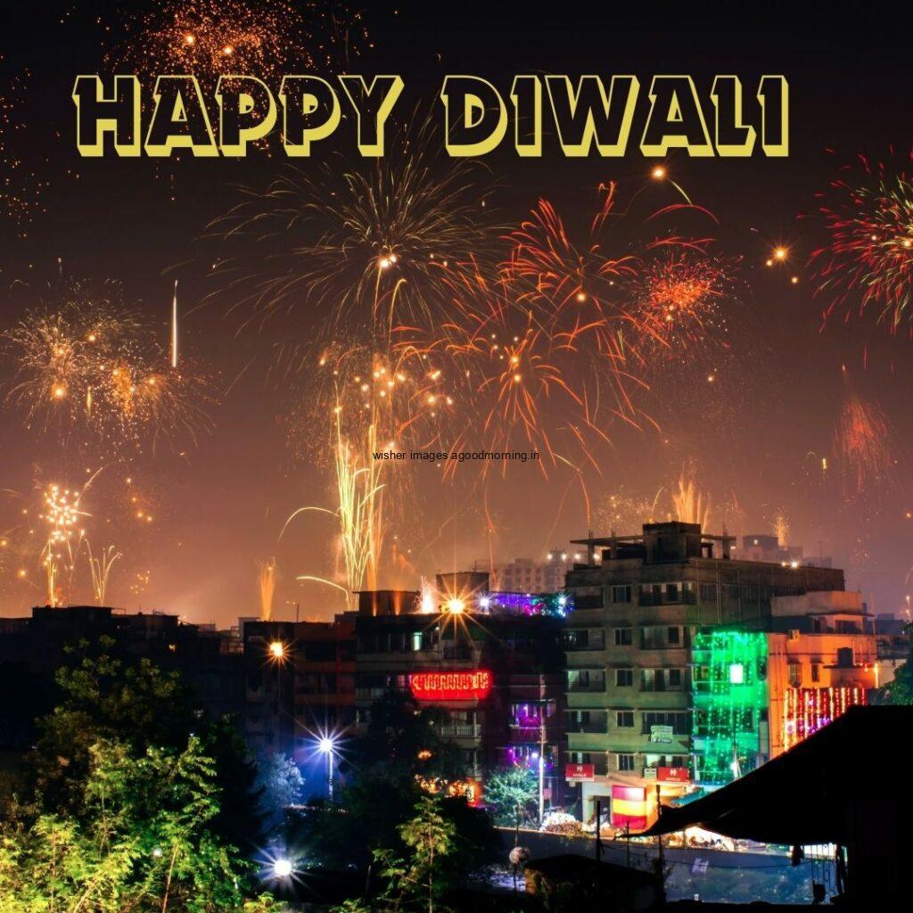 fire works with happy diwali image