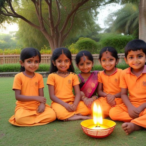 five friend seating together with brown background big diya happy diwali images