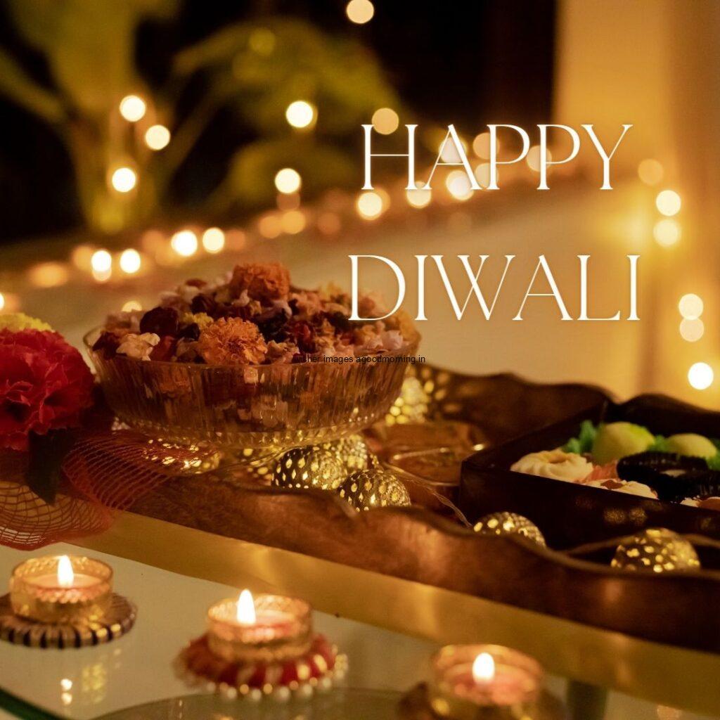 light background many diya with flowers placed on plate happy diwali image