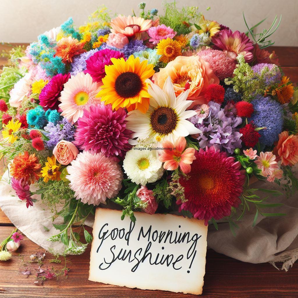 many flower good morning image with good morning my love placed on note