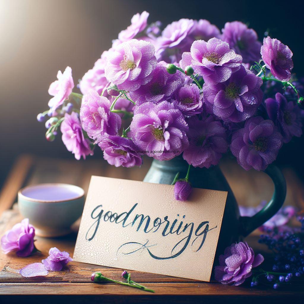 50 HD good morning images free Download 5 many purple flowers cap good morning image with good morning my love placed on note