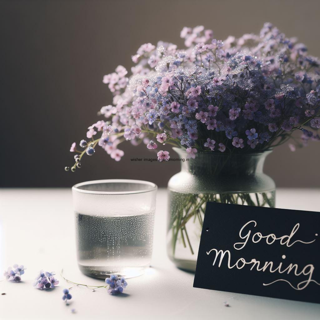 many purple good morning image with good morning my love placed on note