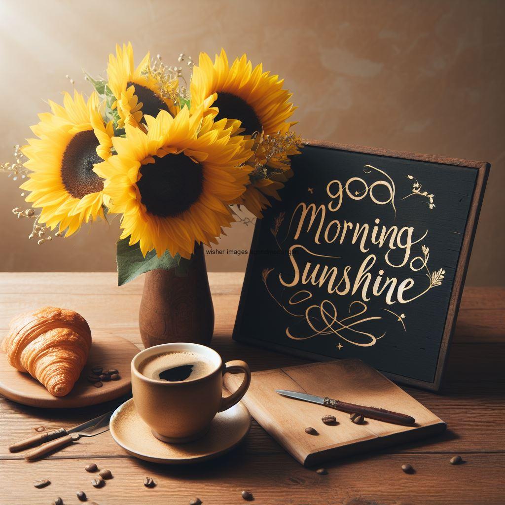 many sunflower good morning image with good morning my love placed on note