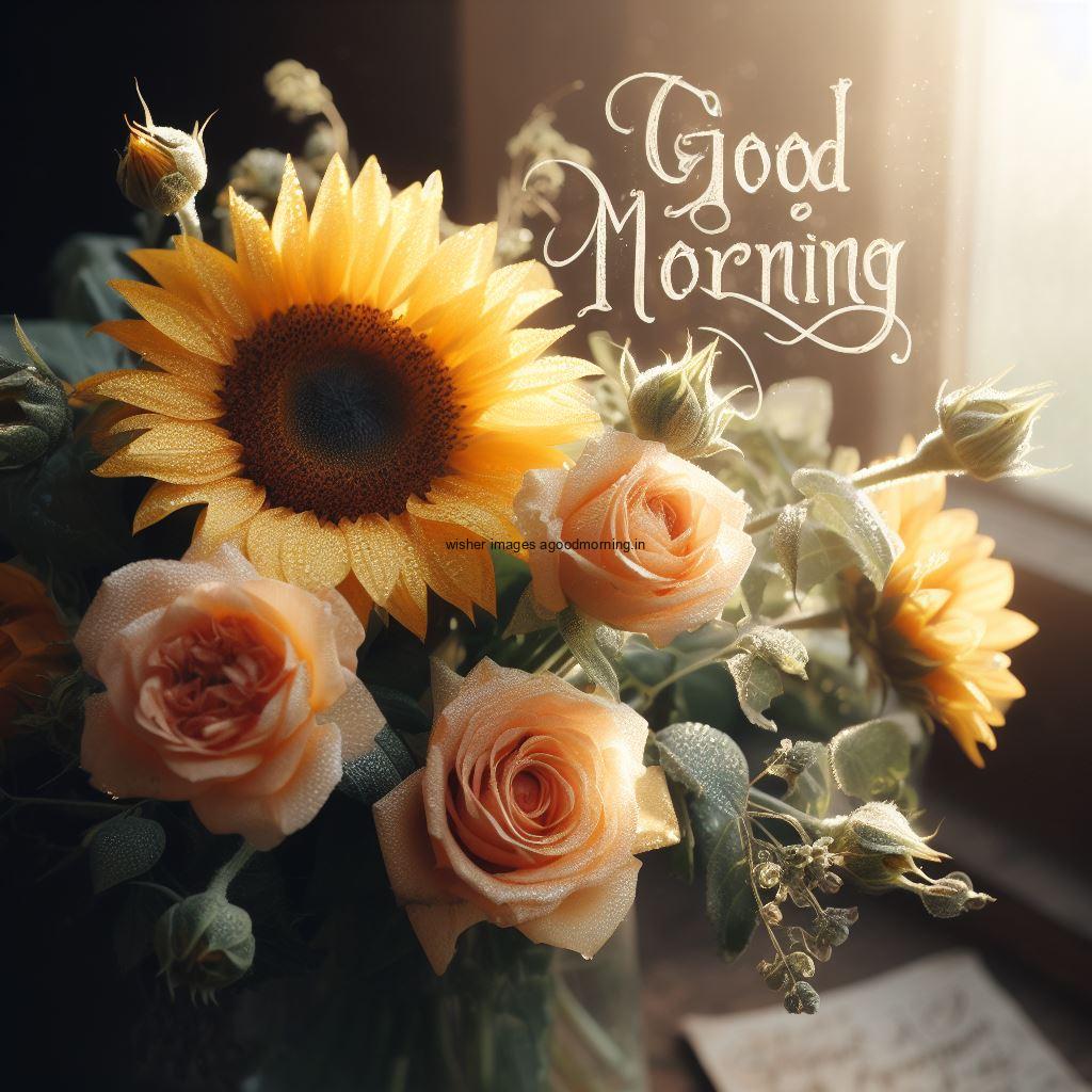 many sunflowers good morning image with good morning my love placed on note