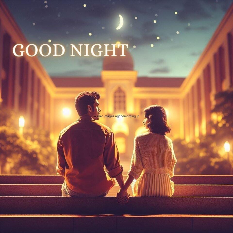 moon-night-and-couple-seating-on-outside-the-hotel-good-night-image-beautiful-background-960x960 50+ HD Good Night images love click and share