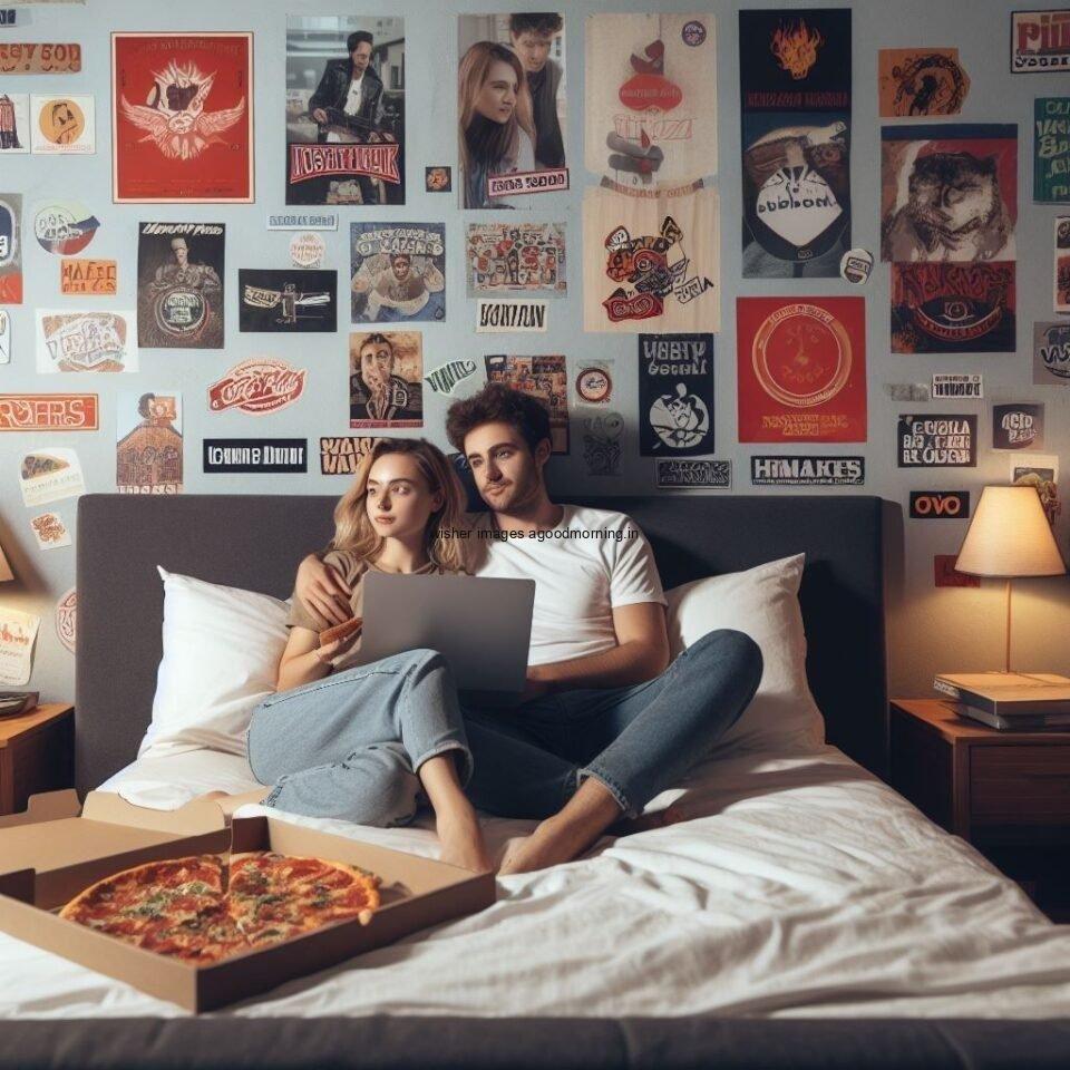 moon night and couple seating on the bed good night image beautiful background