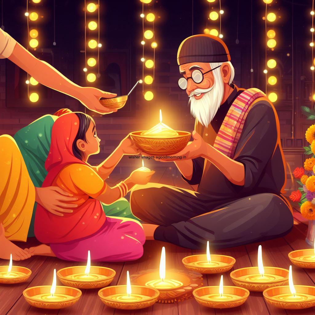 poor people celebrate the diwali with many diya happy diwali image