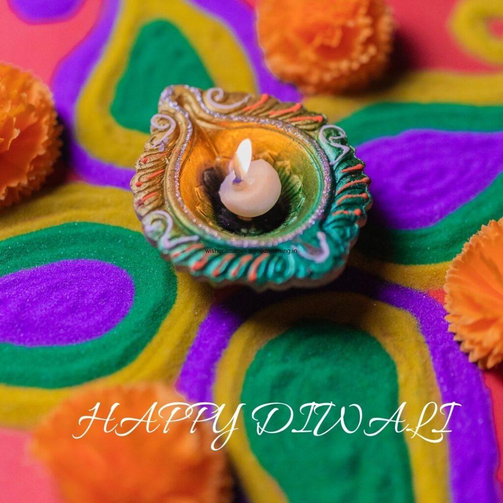 rangloi background with colourful diya with flowers happy diwali image