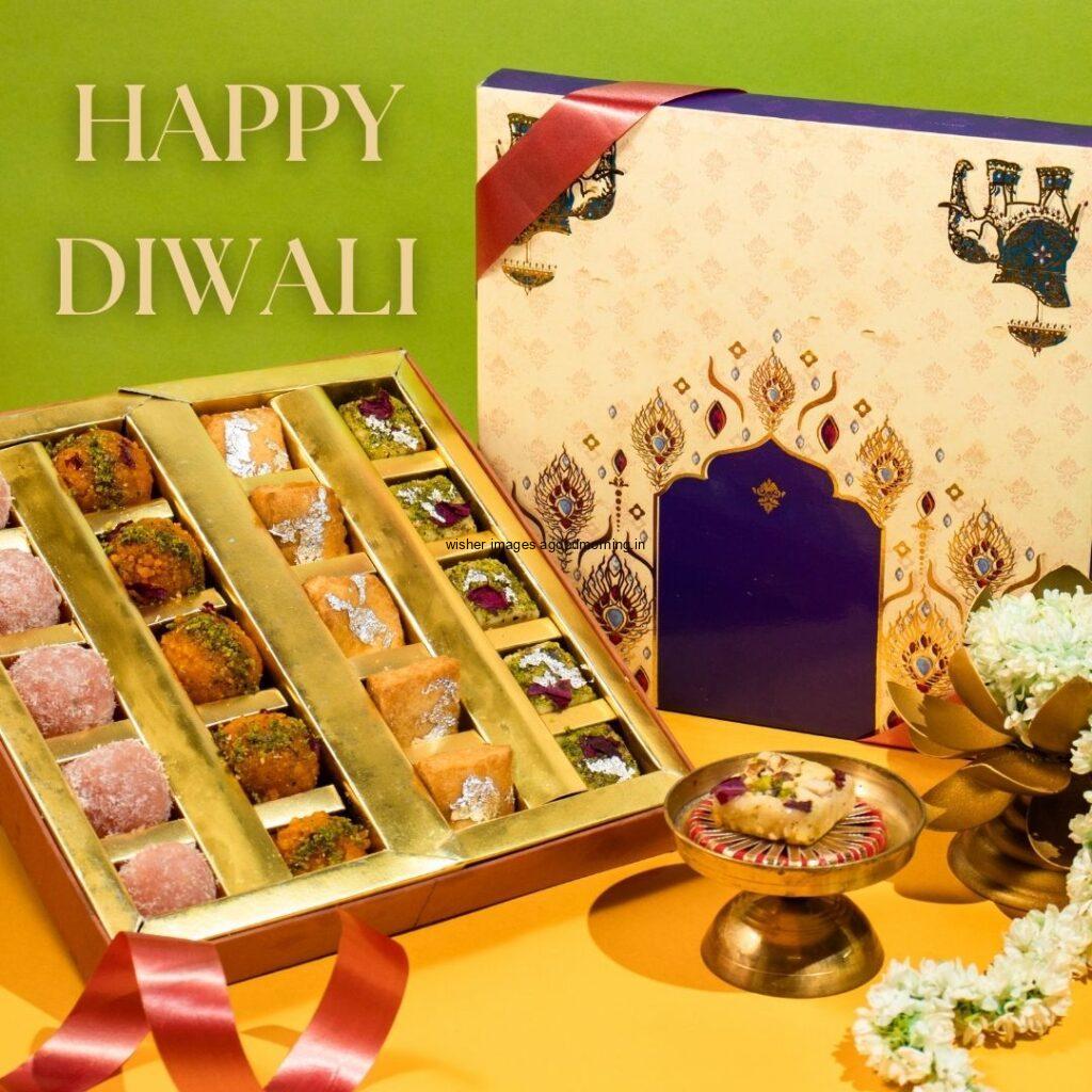 sweets box makes beautiful desgin green background happy diwali image