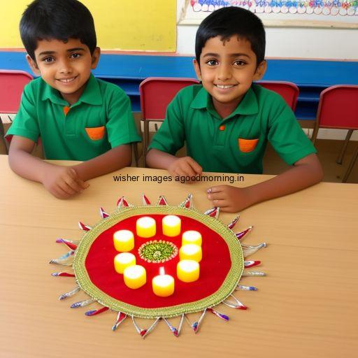 two friend seating together with brown background big diya happy diwali images