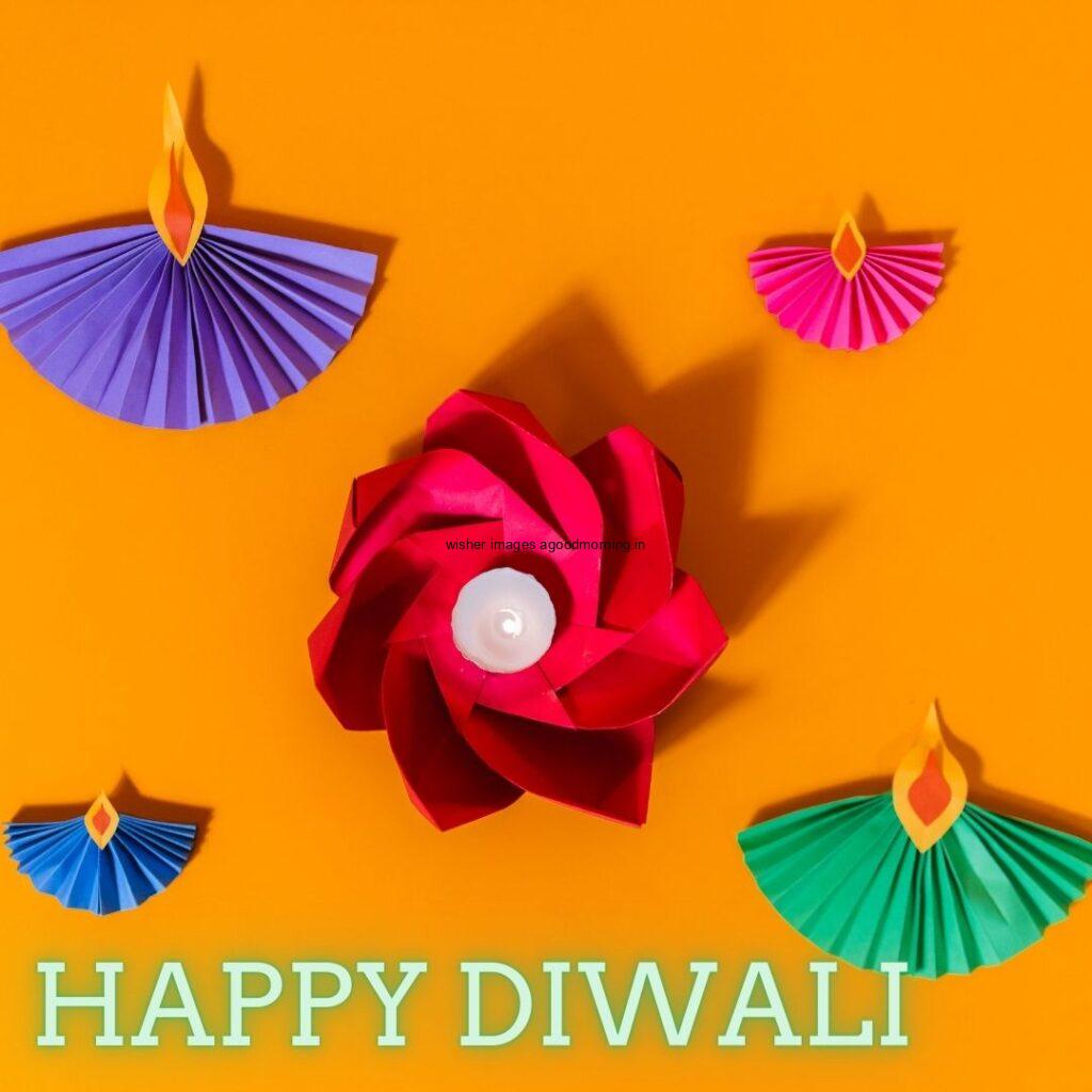 yellow background with many diya happy diwali