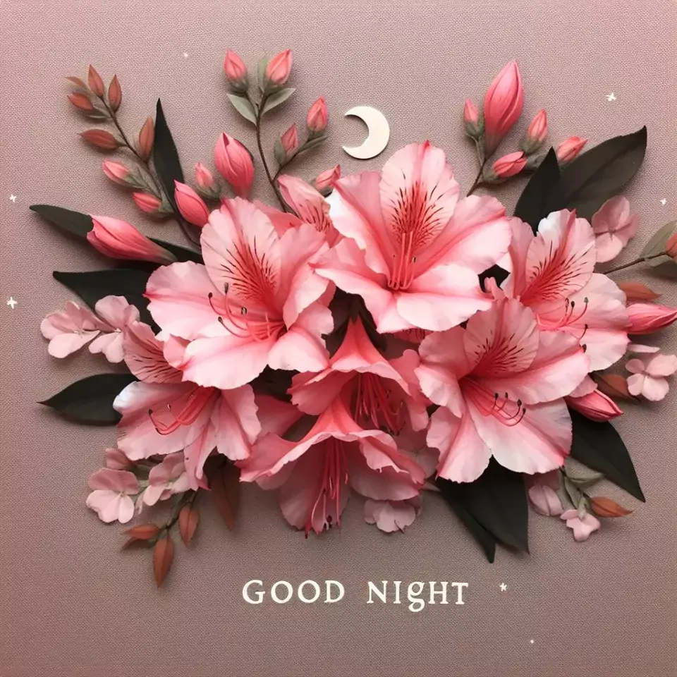 Good Night images with Azalea decors with beautiful background