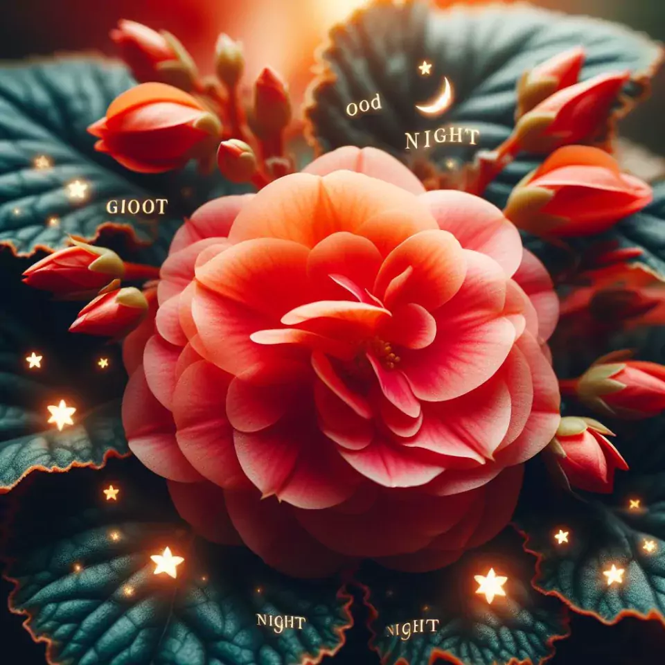 Good Night images with Begonia decors with beautiful background blur effect lights