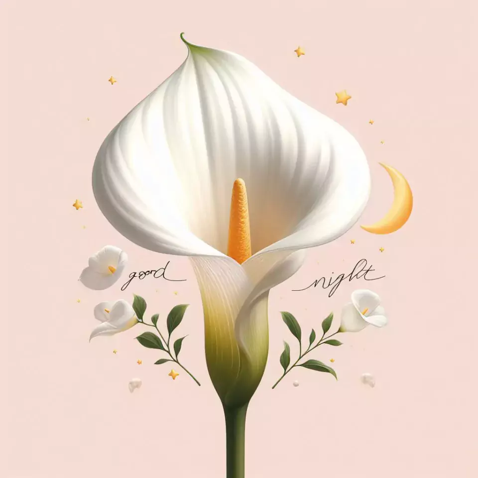 Good Night images with big white flower decors with beautiful background blur effect