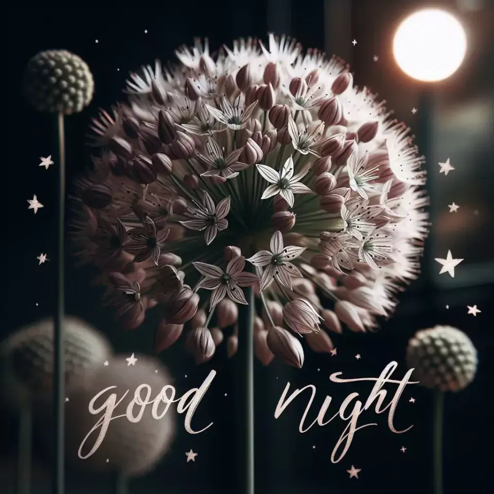 Good Night images with little flowers in flower decors with beautiful background blur effect